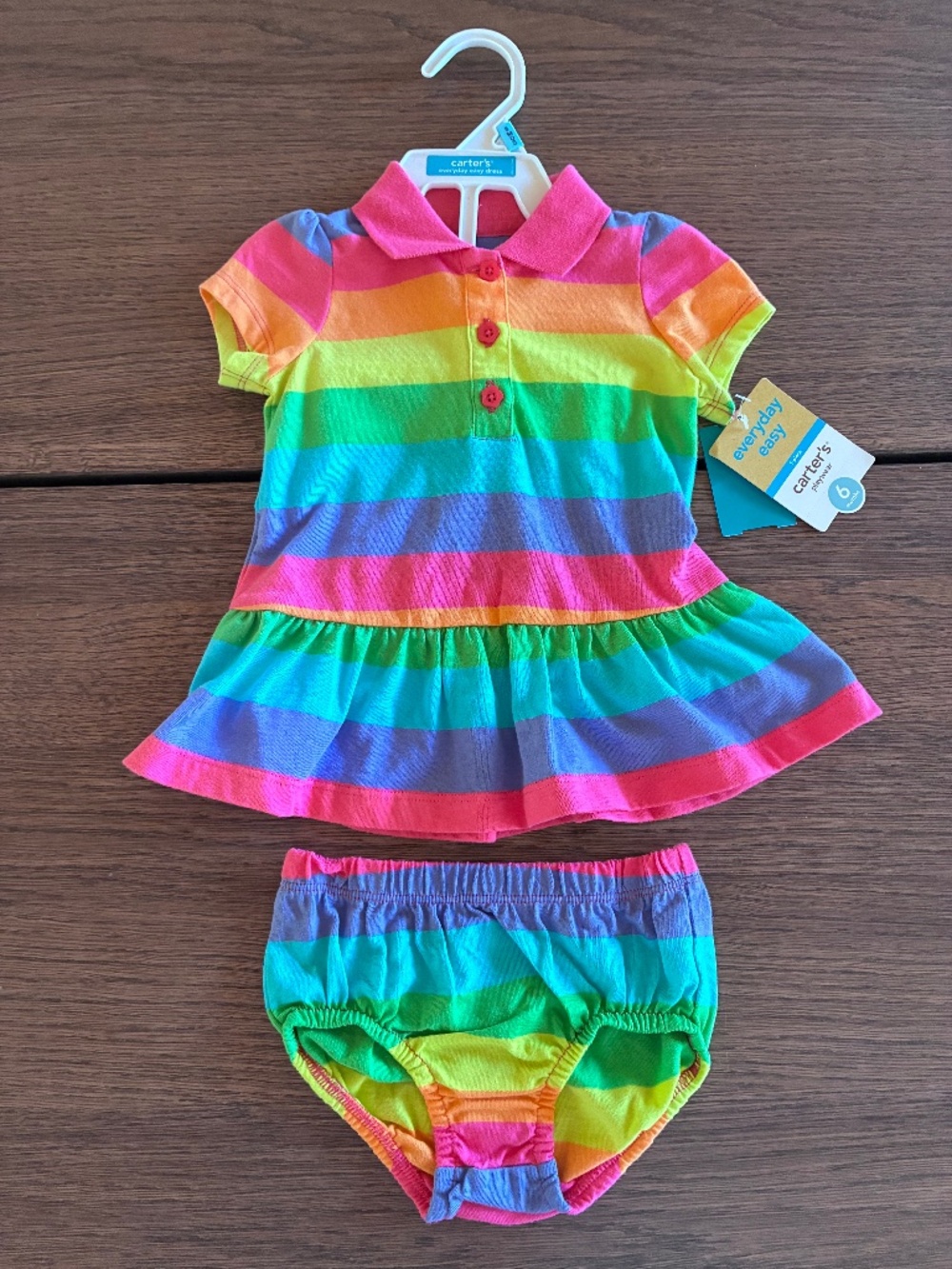 NWT Carter’s Rainbow Striped Dress & Bloomers Set – 6 Months